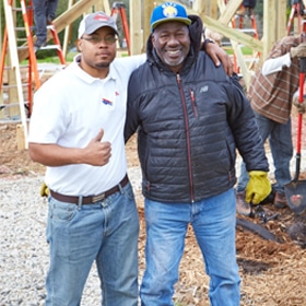 two workers on the job with allstate construction